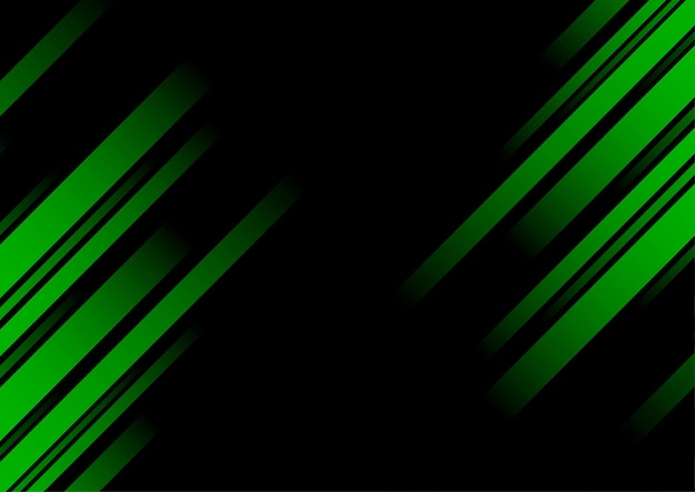 名刺カバー バナー チラシ ベクトル図の抽象的な緑の線と黒の背景