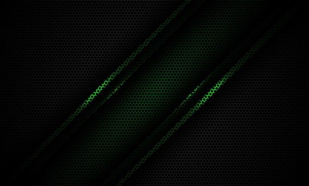 Abstract green line slash dynamic light shadow dark grey mesh modern technology background vector