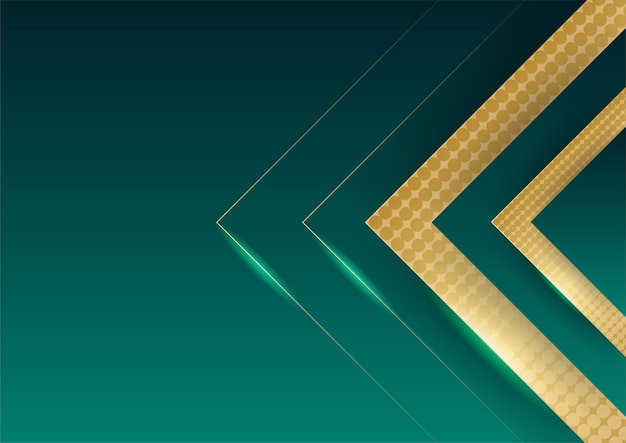 Abstract green luxury background with golden line on dark. realistic paper cut style 3d. vector illustration for banner, poster, brochure, presentation background and much more