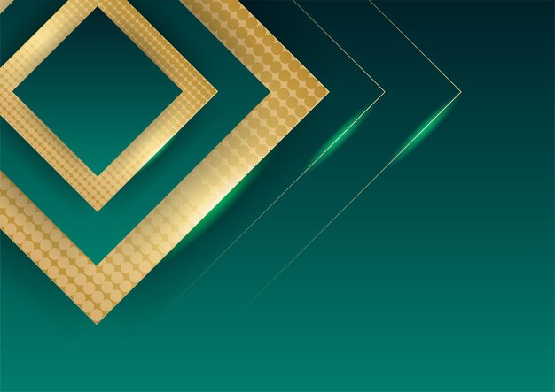 Vector abstract green luxury background with golden line on dark. realistic paper cut style 3d. vector illustration for banner, poster, brochure, presentation background and much more