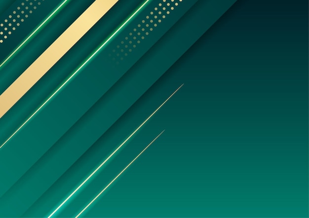 Abstract green luxury background with golden line on dark. realistic paper cut style 3d. vector illustration for banner, poster, brochure, presentation background and much more