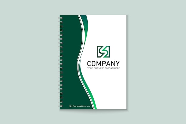 抽象的な緑のメモ帳の表紙のデザイン テンプレート