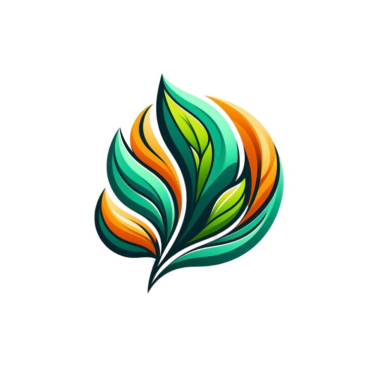 Vector abstract green and orange leaf clipart vector