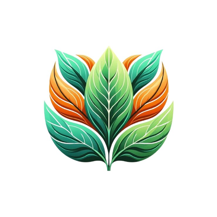 Vector abstract green and orange leaf clipart vector
