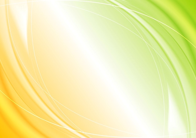 Abstract green orange wavy template design. Vector background