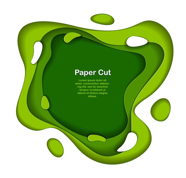 Abstract green paper cutout curvy shapes layered, vector illustration in paper cut style. layout for business card, presentations, flyers or posters.