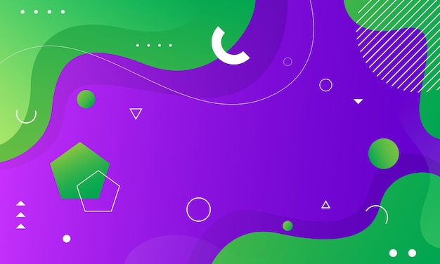 抽象的な緑と紫の流体の形のモダンな背景