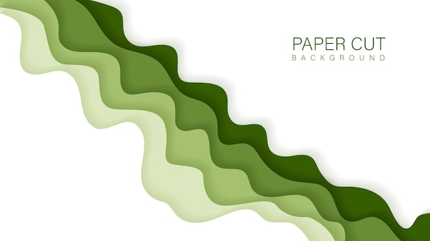 Vector abstract green wave paper cut background