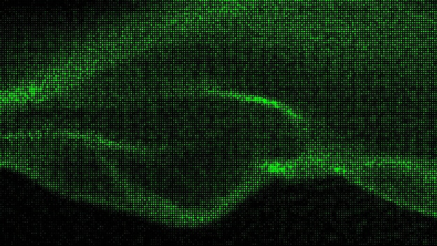 움직이는 점이 있는 추상 녹색 물결 그라데이션 하프톤 도트 배경 벡터 동그라미와 추상 빈티지 기하학적 패턴 팝 아트 만화 질감
