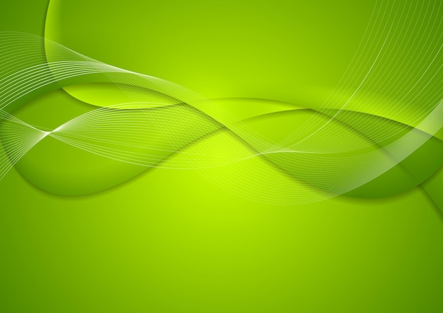 Abstract green wavy bright background