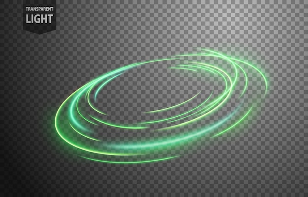 Abstract green wavy line of light