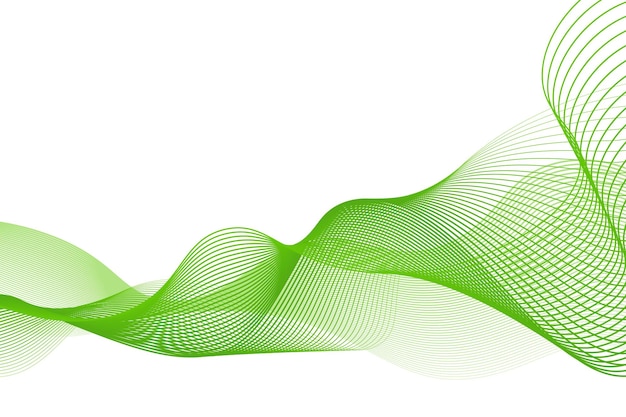 색 배경에 분리된 추상적인 녹색 파동 줄무 창의적인 라인 아트 배경 파동 디자인