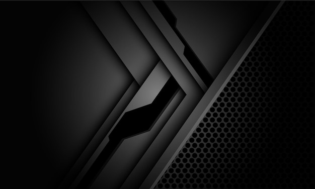 Abstract grigio nero cyber cerchio geometrico mesh design moderno futuro tecnologia sfondo vettore