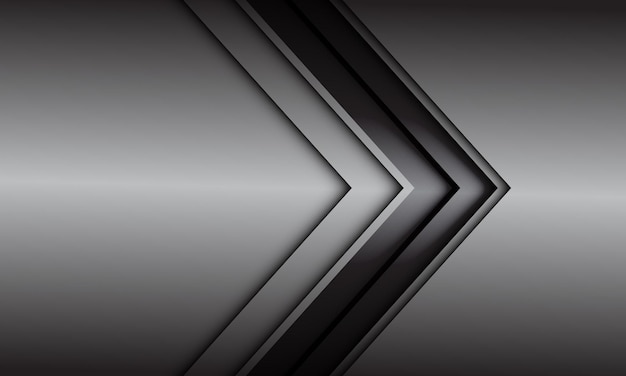 Abstract grey black line arrow direction on grey metallic design modern futuristic background