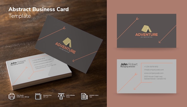 Vector abstract grey and orange business card