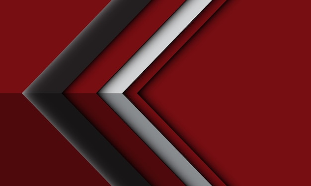 Abstract grey silver arrow light shadow direction geometric on red futuristic technology background