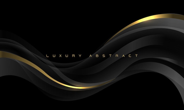 Abstract grijze curve golf gouden lijn luxe op zwart ontwerp moderne creatieve achtergrond vector