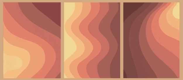 abstract groovy backgrounds set  with wavy stripes in brown palette. Good for backgrounds, wallpaper