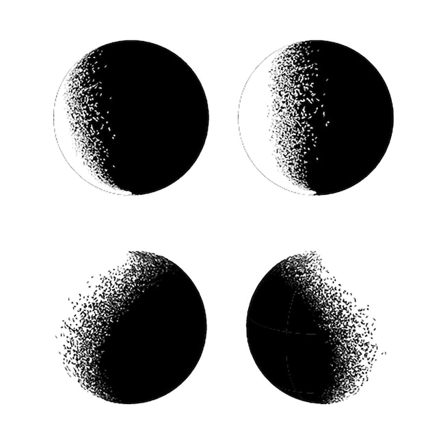 Абстрактный гранж полутоновый Сфера луны текстурированный вектор дизайна фона