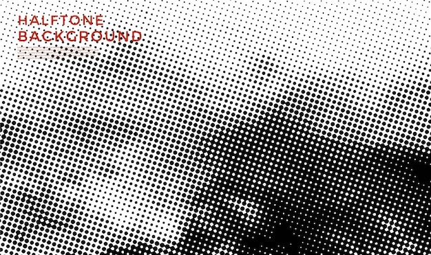 Abstract grunge halftone vector banner black and white dots shape