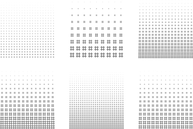 Vector abstract grunge halftone vector square shapes background set of eight