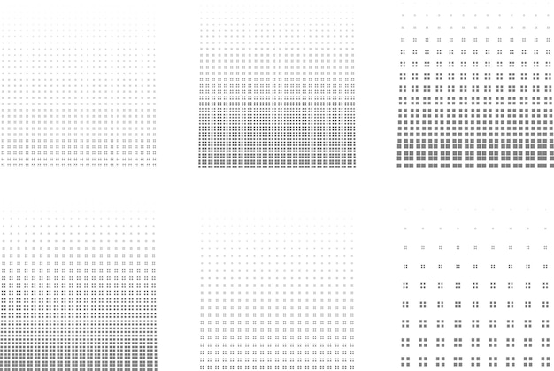 Vector abstract grunge halftone vector square shapes background set of eight