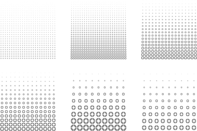 Vector abstract grunge halftone vector square shapes background set of eight