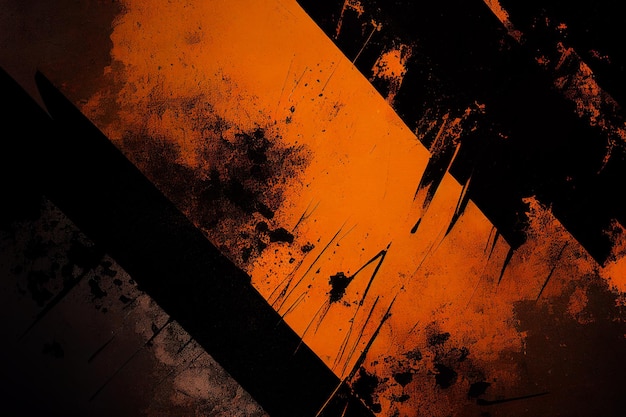 Abstract grunge texture black and orange with retangular shapes and ink splash