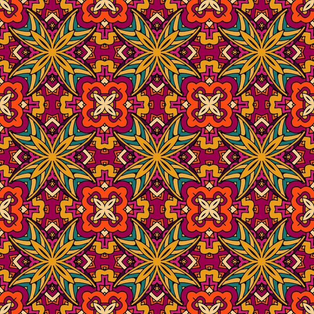 Abstract Gypsy vintage ethnic seamless pattern ornamental . tiled floral doodle design