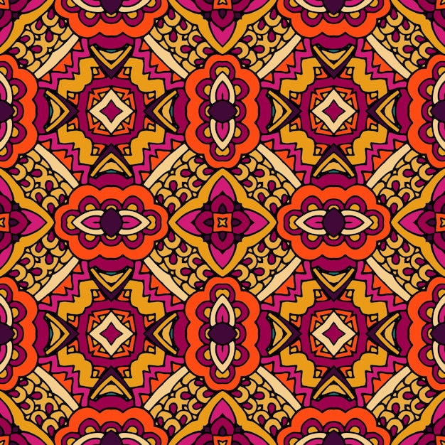 Abstract gypsy vintage ethnic seamless pattern ornamental . tiled floral doodle design