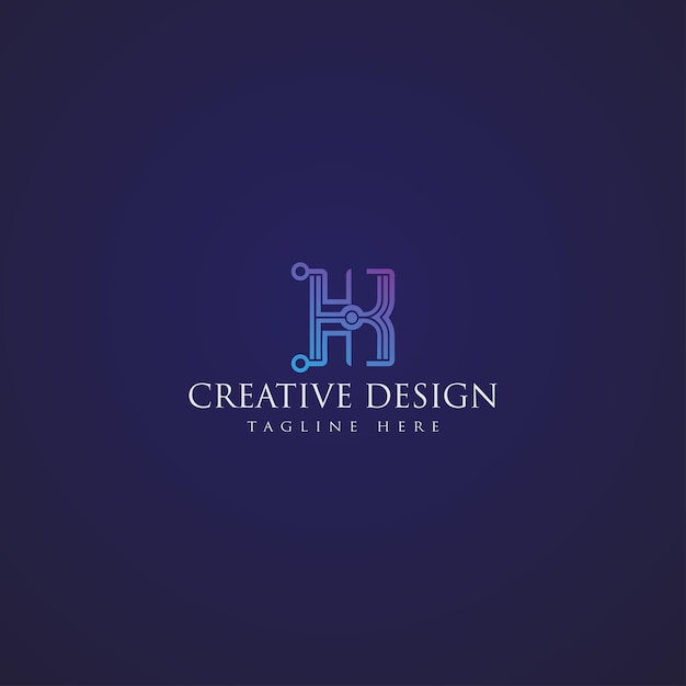 Abstract h-tech circuit logo-ontwerp