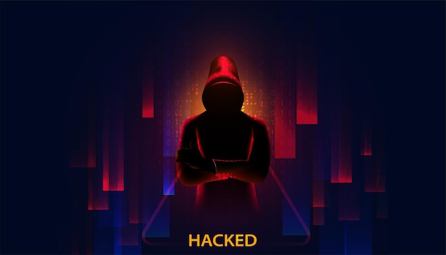 Abstract hacker concept steals information from computers on the network in the internet world