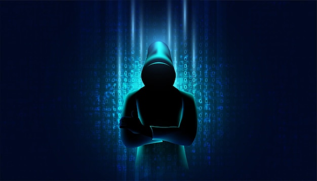 Абстрактная концепция хакера крадет информацию с компьютеров в сети