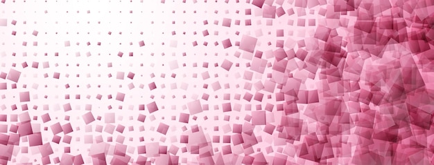 Sfondo astratto mezzitoni fatto di punti e quadrati traslucidi di diverse dimensioni in colori rosa