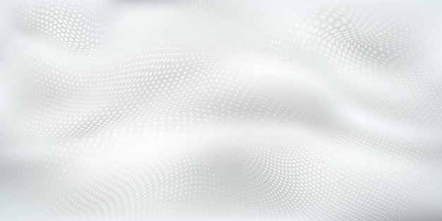 白と灰色のドットで作られた波状の表面を持つ抽象的なハーフトーンの背景