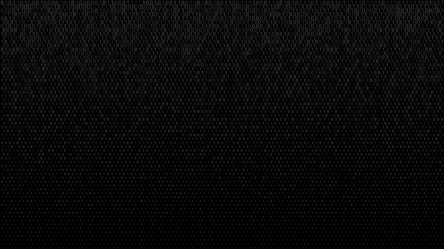 Абстрактный полутоновый градиентный фон из маленьких единиц и нулей, серый на черном