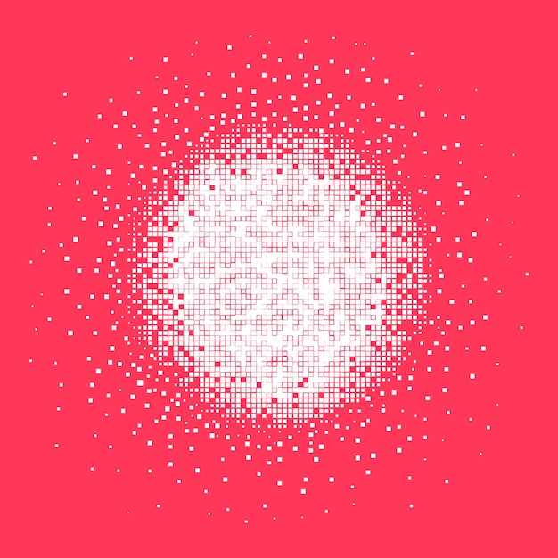 Vector abstract halftone pixels in circle form. mosaic pixels design element