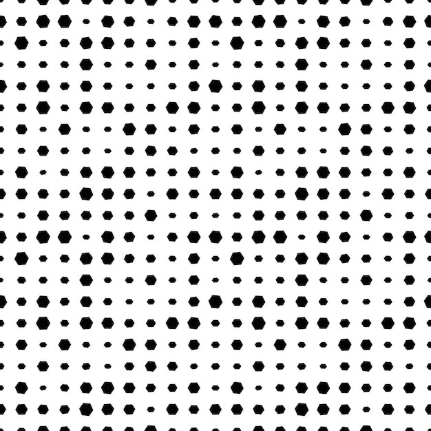 Vector abstract halftone seamless pattern with hexagon, geometric shapes.