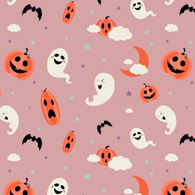 抽象的なハロウィーンのパターンデザインの背景。ベクトルイラスト。