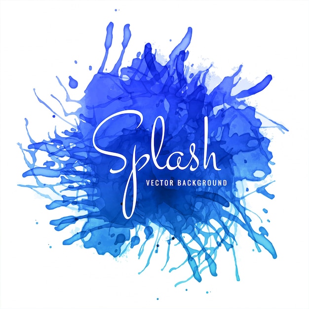 abstract hand drawn blue watercolor splash background