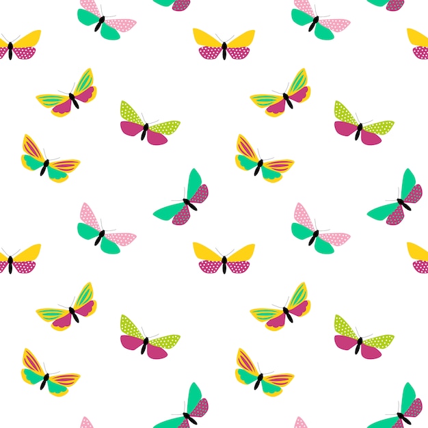 Abstract Hand Drawn Butterfly seamless pattern.  Illustration 