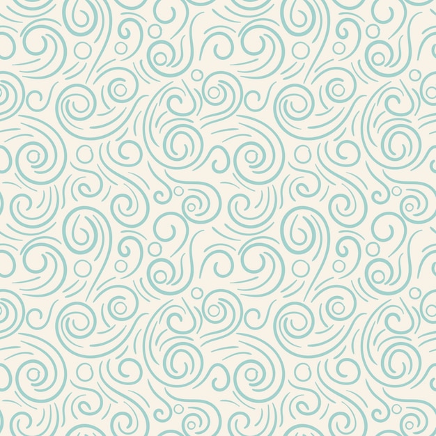 Abstract hand drawn doodle thin line wavy seamless pattern. Curly linear messy background.