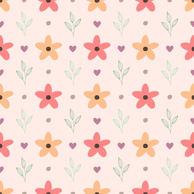 Abstract hand drawn flat design flower pattern seamless background (modello di fiore disegnato a mano)