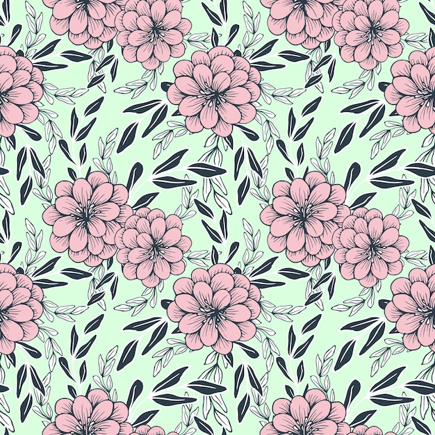 Vector abstract hand drawn floral seamless surface pattern