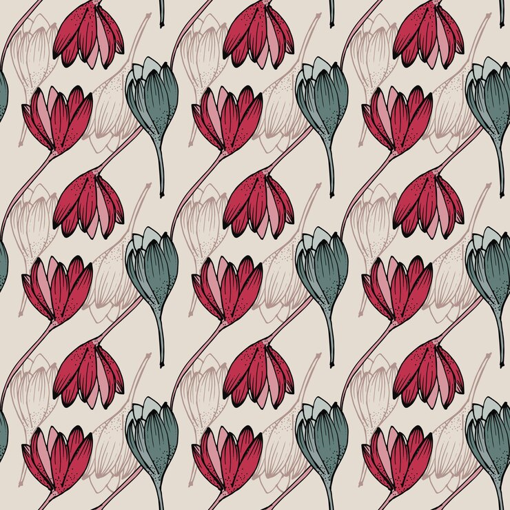 Vector abstract hand drawn floral surface pattern