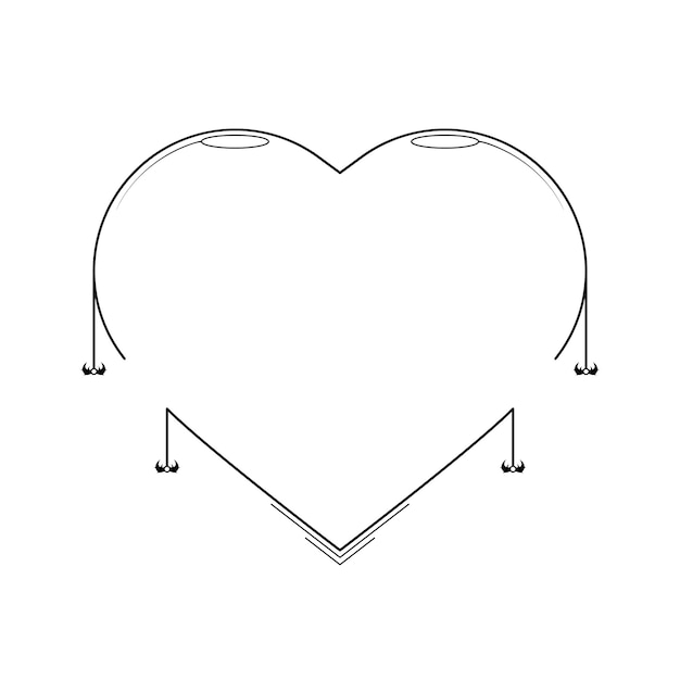 손으로 그린 프레임 심장과 식물 2월 14일 휴일 컨셉 터 디자인