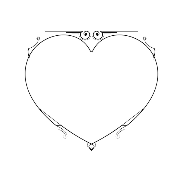 손으로 그린 프레임 심장과 식물 2월 14일 휴일 컨셉 터 디자인
