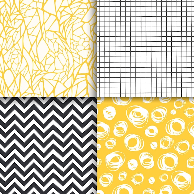 Abstract hand drawn geometric simple minimalistic seamless patterns set