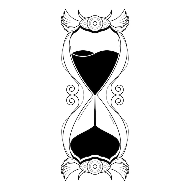 Vector abstract hand drawn hourglass with sand doodle concept vector design outline style