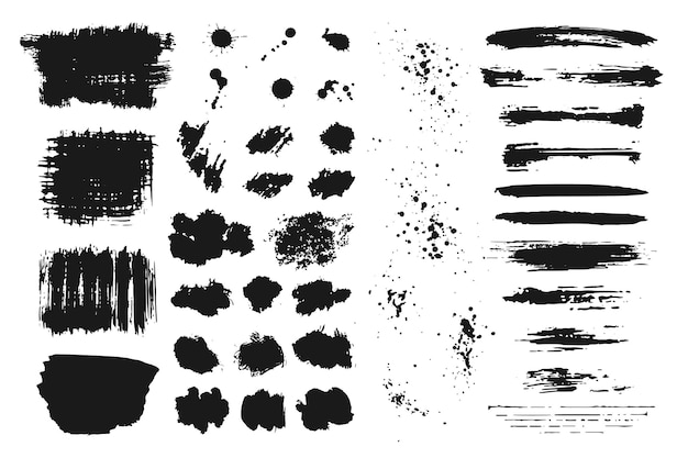 ベクトル 抽象的な手描きのインク スポット飛沫ライン ブラシ ストローク テクスチャ グランジ ベクトル要素